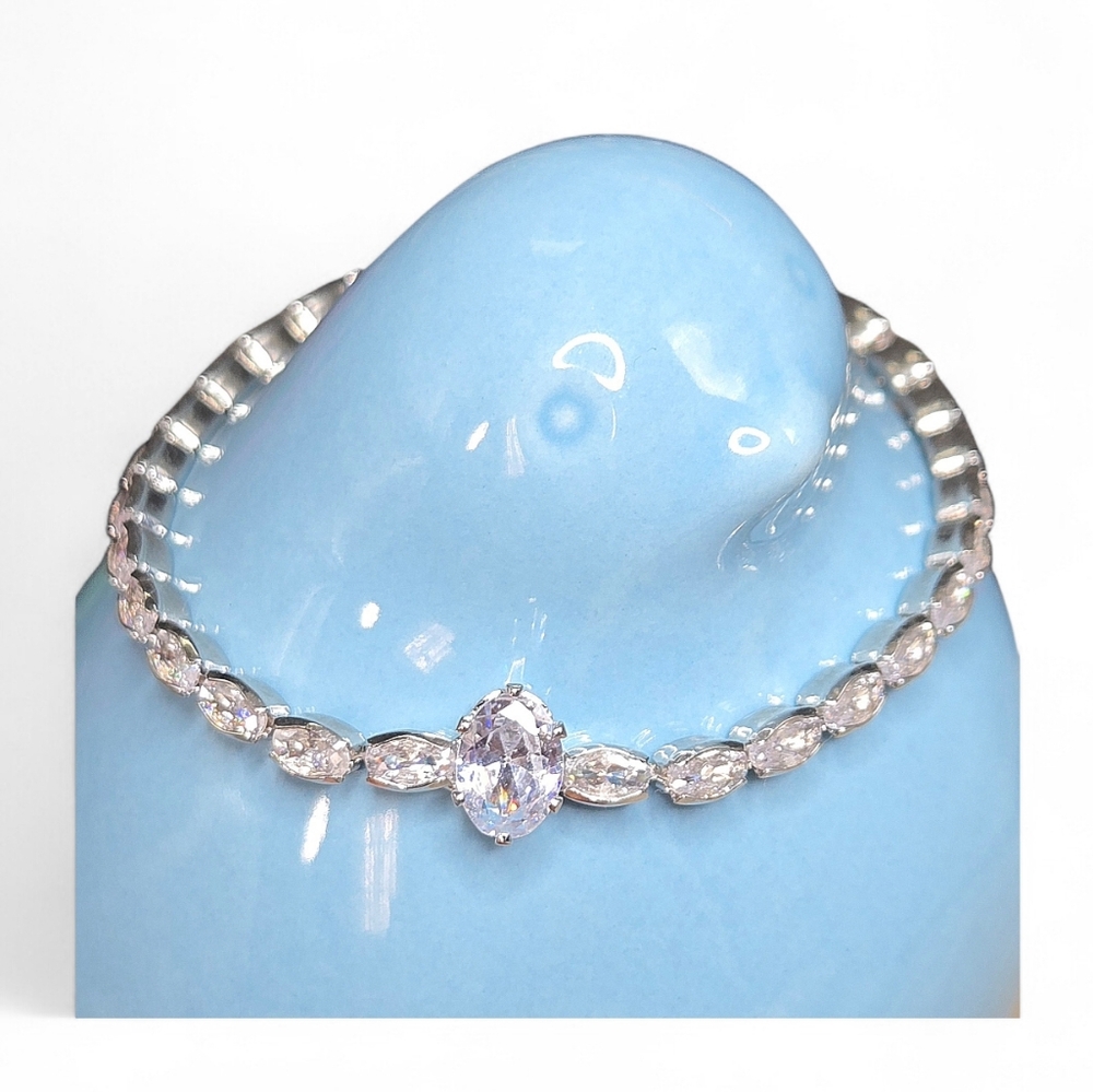 Sparkly Oval CZ Tennis Bracelet